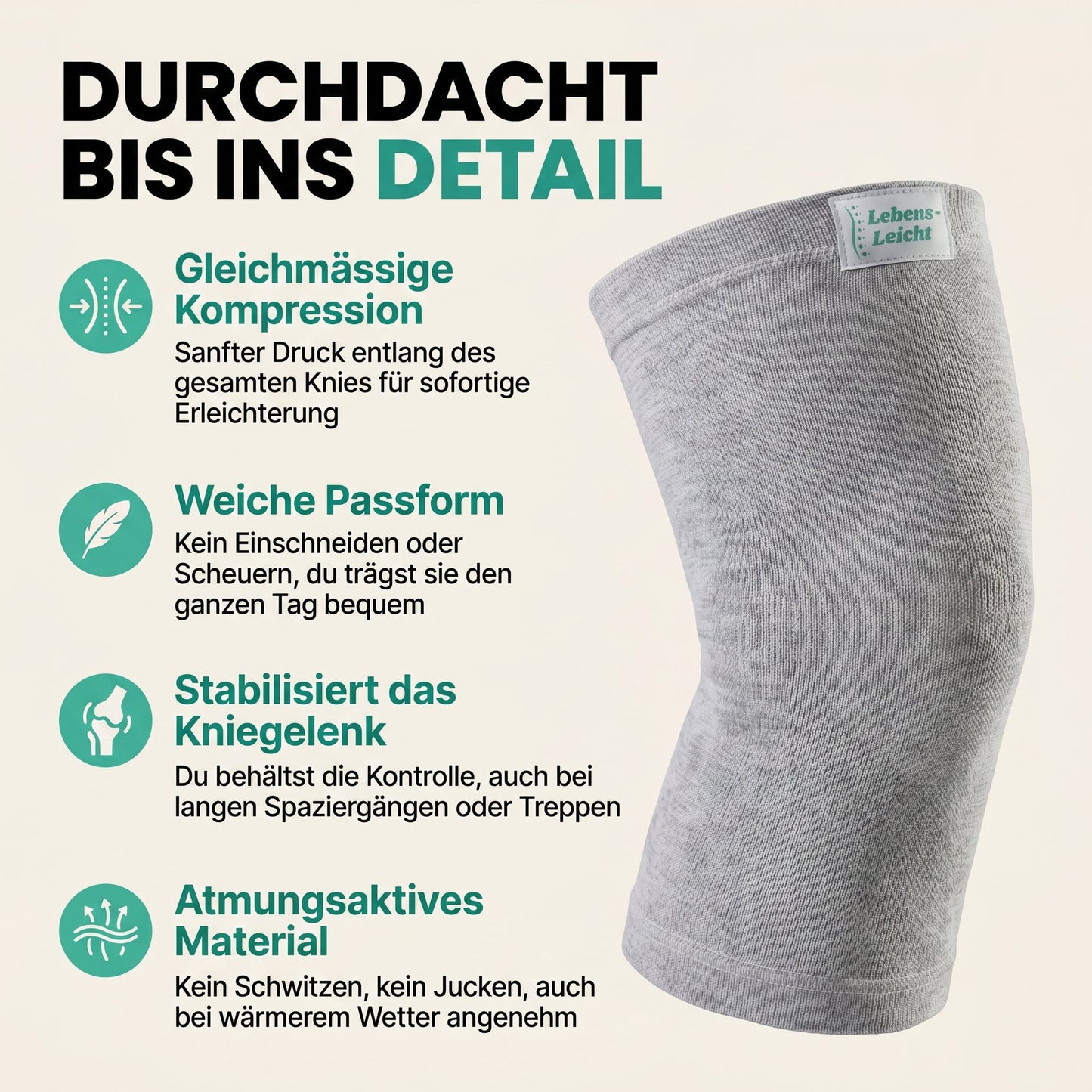 Premium Bamboo Knie Bandage (Single)