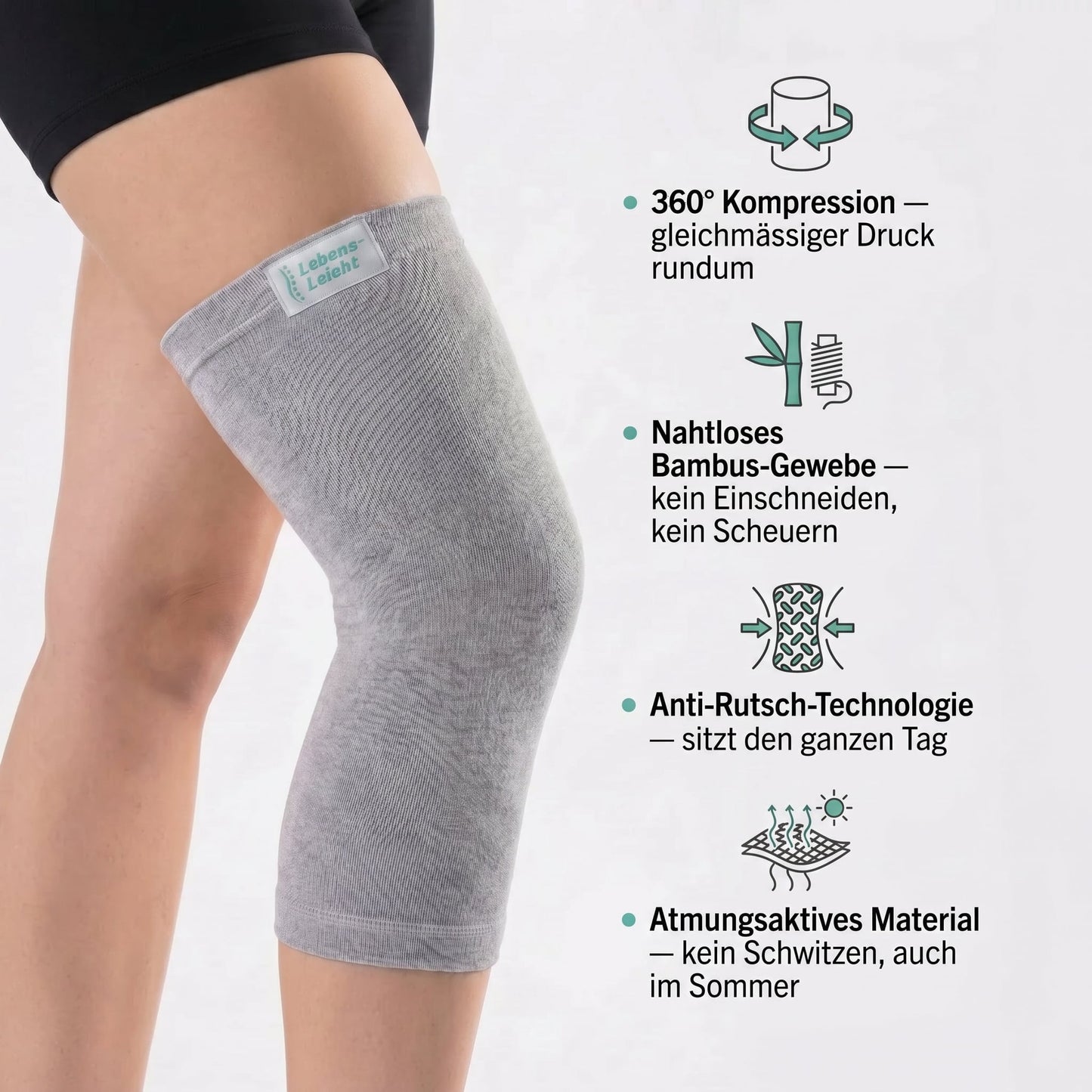 Premium Bamboo Knie Bandage (Single)